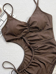 Solid Color Hollow Out One Piece Swimsuit CSYZ G106R