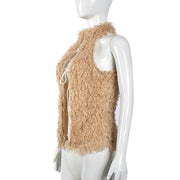 Fur Neck Hollow Out Top Coats GNZD 9799THD