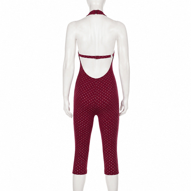 Hot Stamping Sequin Halterneck Backless Jumpsuit GPKJ MR50270