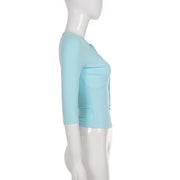 Solid Color V Neck Half Sleeve T Shirt GPKJ MR50838