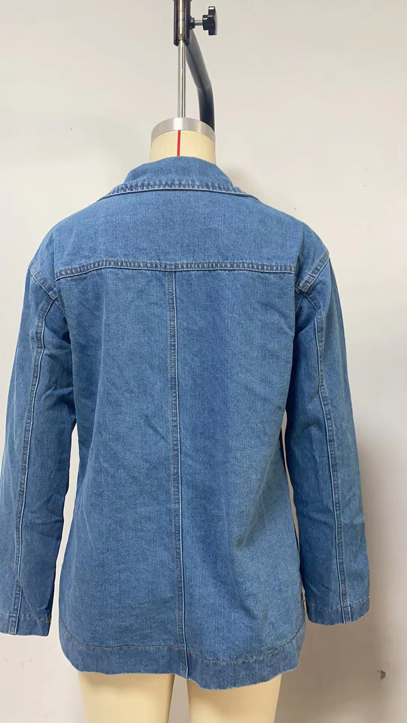 Fashion Washed Blue Denim Blazer GYAN 32137