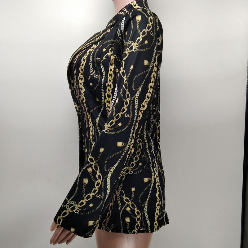 Casual Print Long Sleeve Blazer XMY 9393
