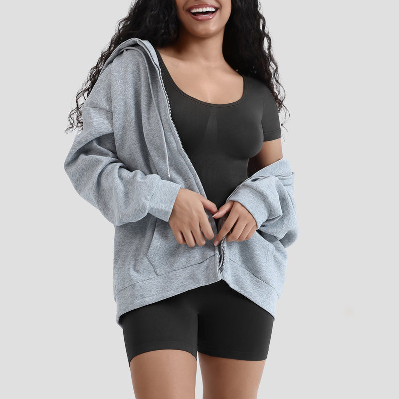 Solid Color Short Sleeve Shapewear Romper GMDI 32197