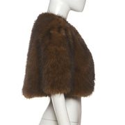 Solid Color Half Sleeve Plush Coat XEF K25C84113