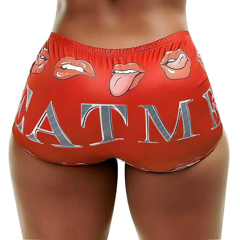 Letter Print Tight Short QYMF 3057