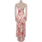 Floral Print Halterneck Mesh Evening Dress BY 7753