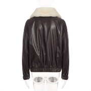 Fur Collar Zipper Leather Jacket GPKJ MR51470