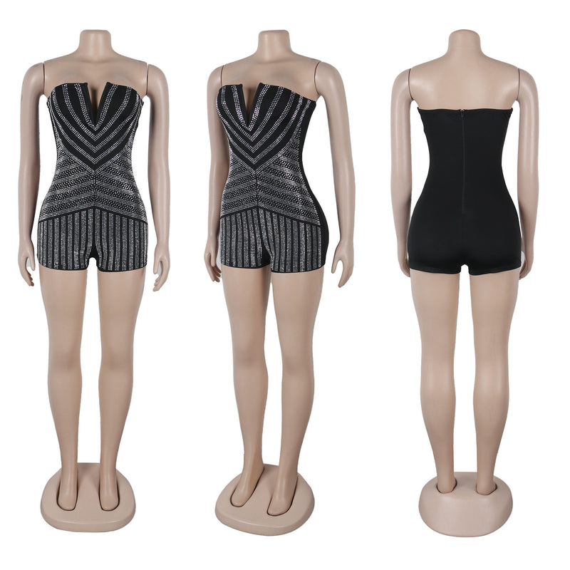 V neck Bustier Hot Diamond Romper NY K3236