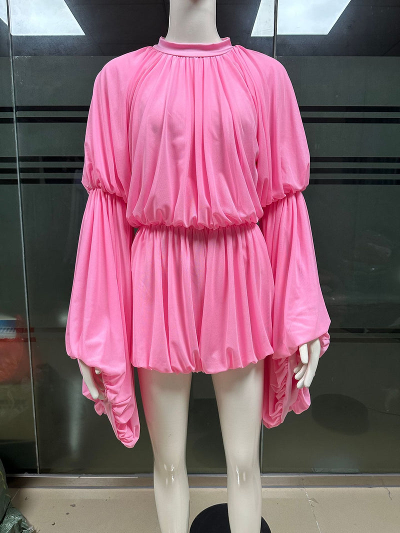 Ruched Long Sleeves Loose Bud Romper GXHF M80626