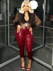 Furrzy Neck V neck Leather Jackets CH 25063