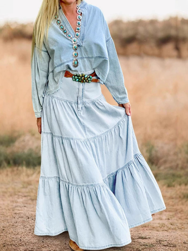 Cake Denim Half Body Long Skirt GMYT 14203
