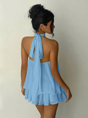 Sexy Backless Solid Color Mini Dress GYWO 55056