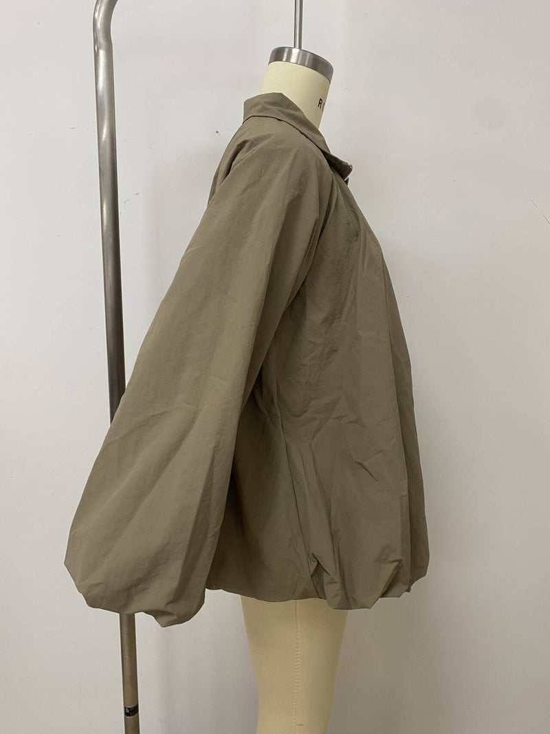 Bubble Sleeve Zipper Pleated Sun Protective Trench Coat LSD 2908