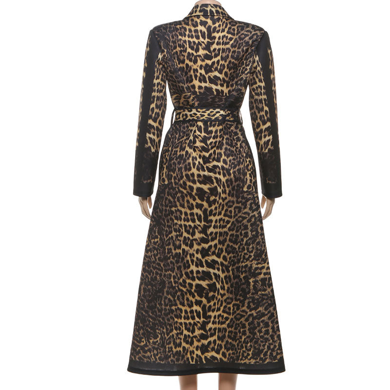 Leopard Print Belt Trench Coat XEF K25C82416