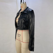Long Sleeve Cardigan Leather Coat GPBY 14524