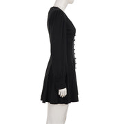 Deep V Neck Long Sleeve Mini Dress GPKJ MR49373
