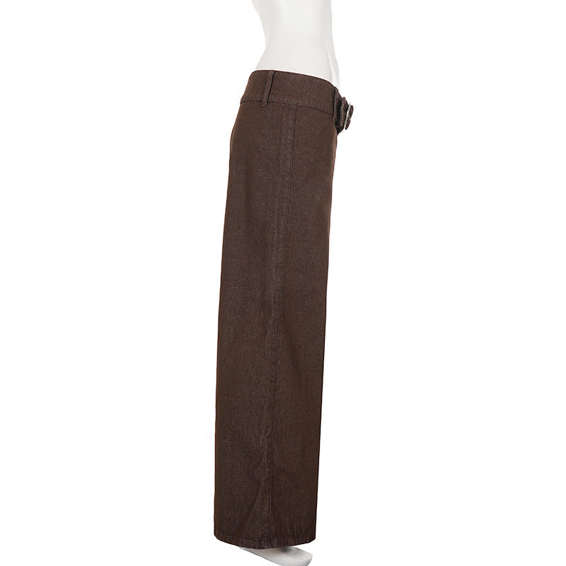 Retro Metal Buckle Straight Jeans GPKJ MR50146