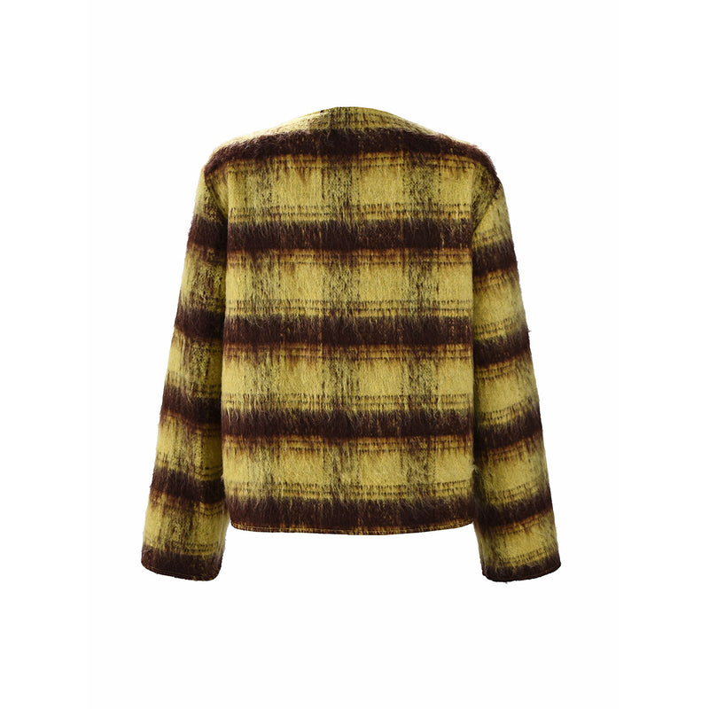 Plaid Print Long Sleeve Coat GFRT 60319TBZ