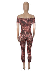 Leopard Print Off Shoulder Jumpsuit SHD 9970