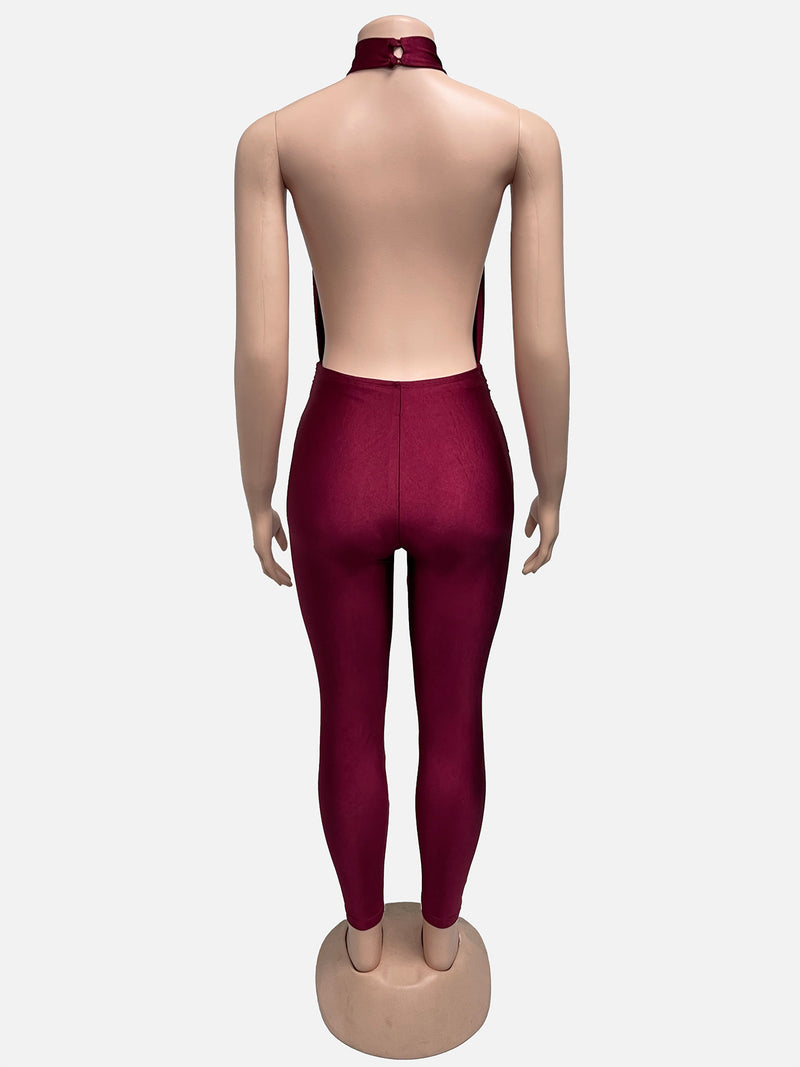 Sexy Backless Solid Color Ruched Jumpsuit GQNF Y00442QC