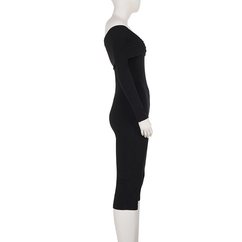 One Shoulder Long Sleeve Knits Jumpsuit GPKJ MR50928