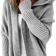 Hooded Collar Knit Bat Sleeve Loose Sweater GBLH 2101