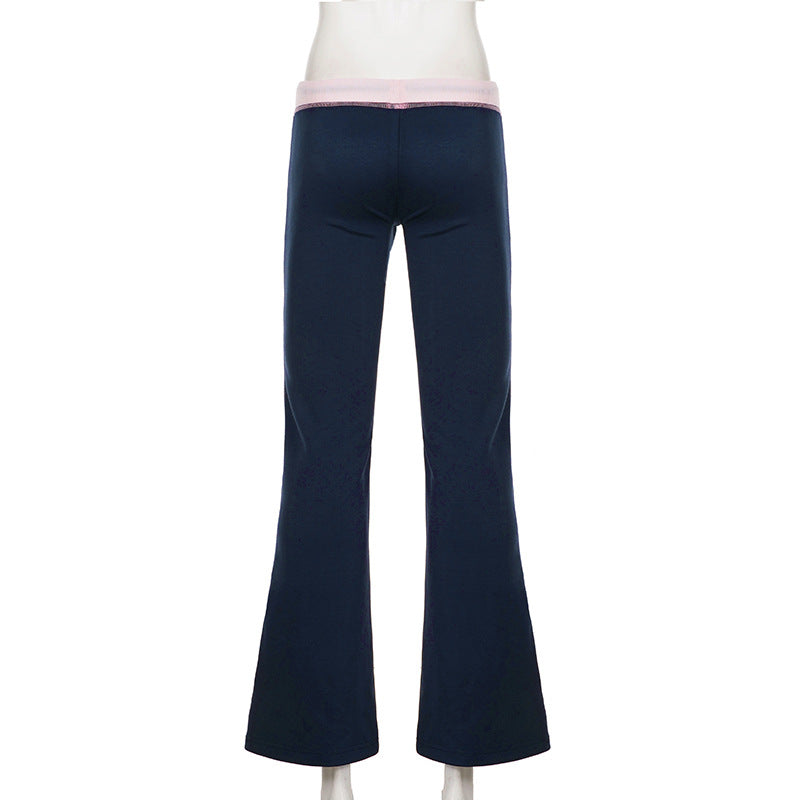 Contrast Color Drawstring Micro Flare Pants GPKJ MR49368