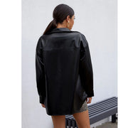 PU Leather Lapel Shirt Coat GPBY 1441
