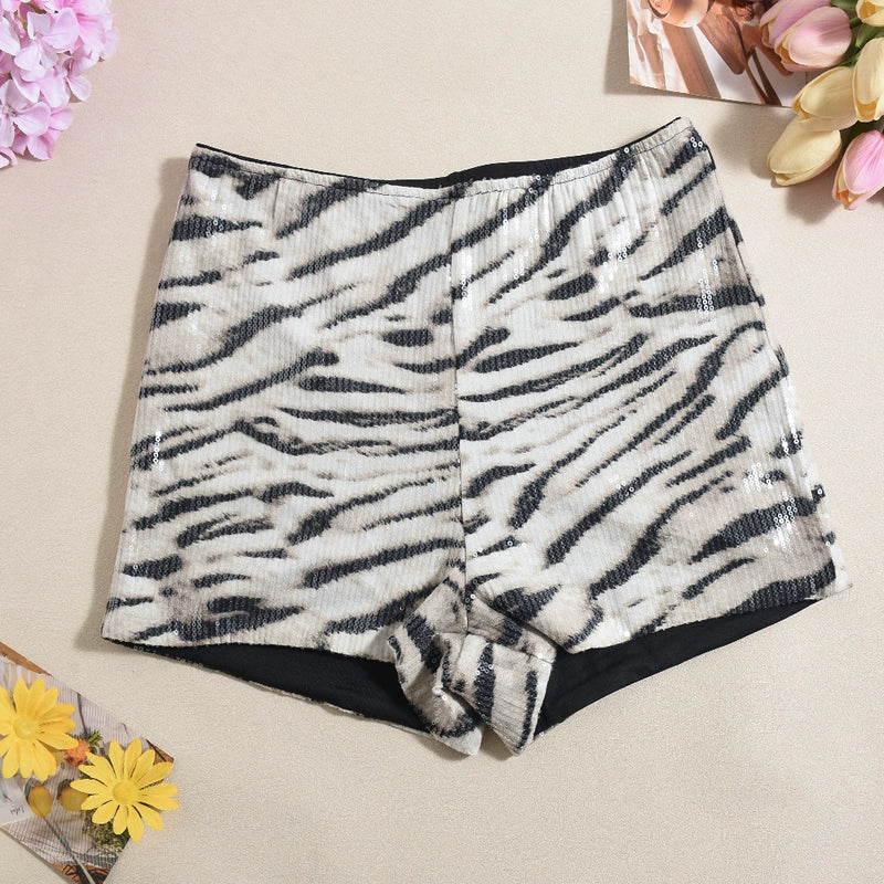 Sequin Leopard Print Shorts GYHF 51437PHD