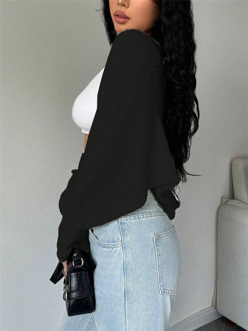 Loose Solid Color Knits Sweater Shawl Coat GZYF 1186