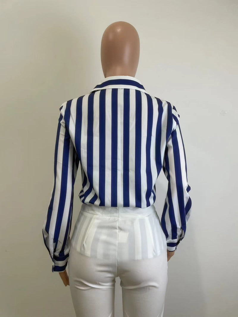 Casual Stripe Long Sleeve Shirt QODY 6027