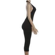 Solid Color Halterneck Backless Seventh Jumpsuit GYME K6Q02682A