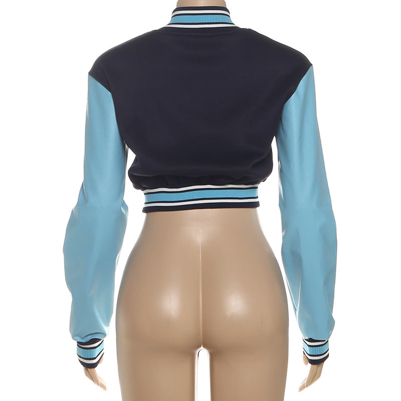 Leather Patchwork Long Sleeve Coats XEF K25C80374