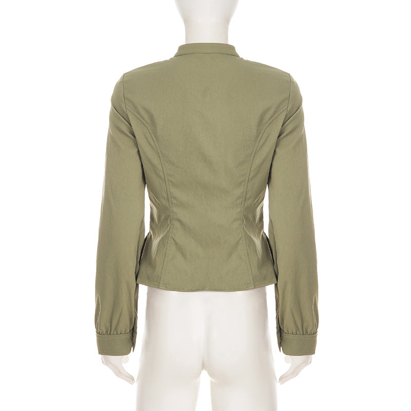 Long Sleeve Ruched Shirt GPKJ MR51402