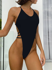 Sexy Solid Color Backless One Piece Swimsuit CASF 6455