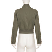 Solid Color Zipper Long Sleeve Jackets GPKJ MR51438