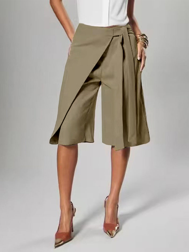 Solid Color Loose Wide Leg Fifth Pants CH 26200