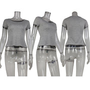 Solid Color U Neck Knits T Shirt GWLS 202402
