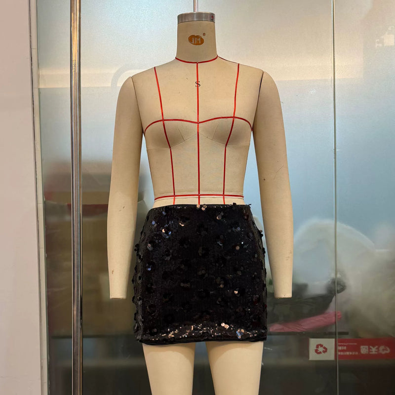 Pink Floral Sequin Mini Skirt GOLB SU4260