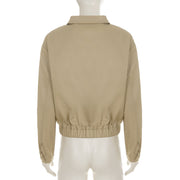 Lapel Neck Zipper Long Sleeve Jackets GPKJ MR51635