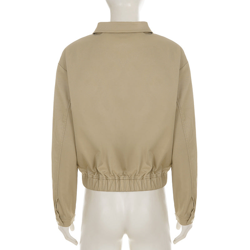 Lapel Neck Zipper Long Sleeve Jackets GPKJ MR51635