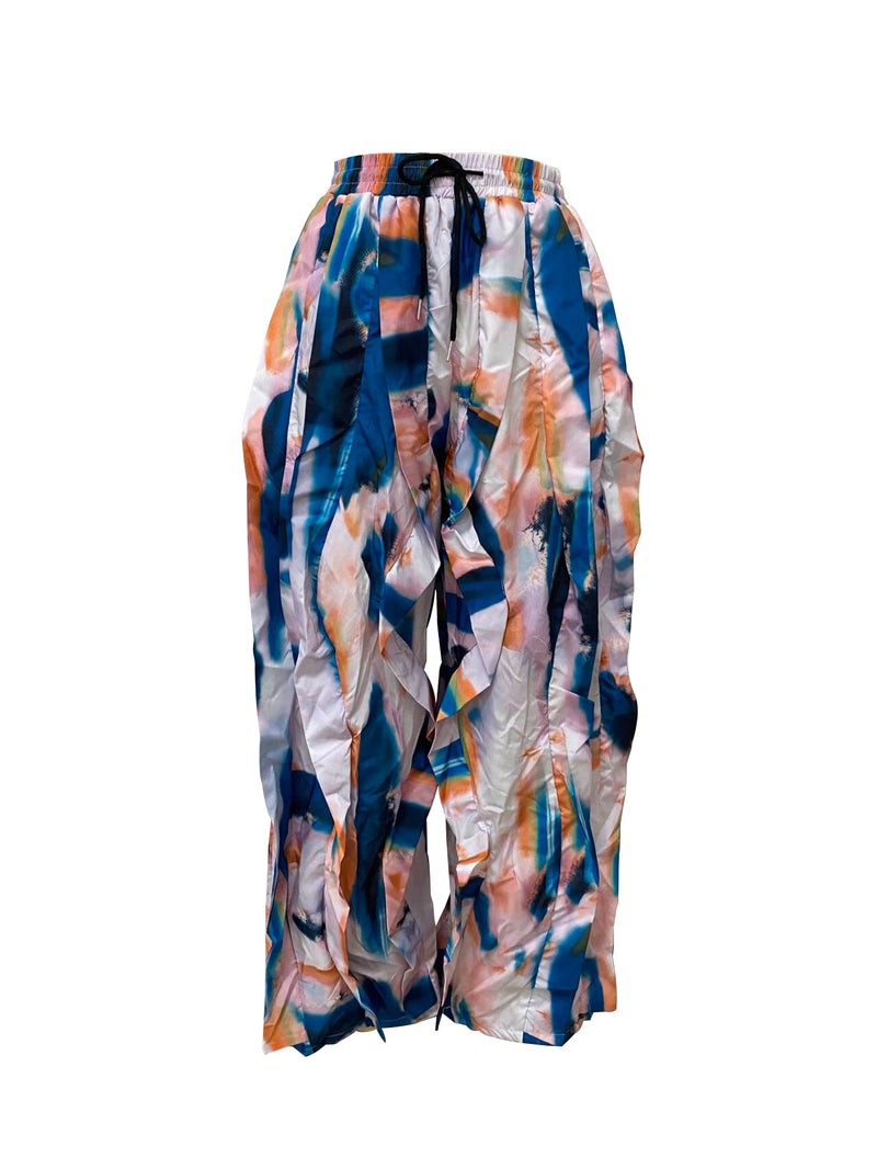 High Waist Print Ruffles Loose Pants LSD 2799