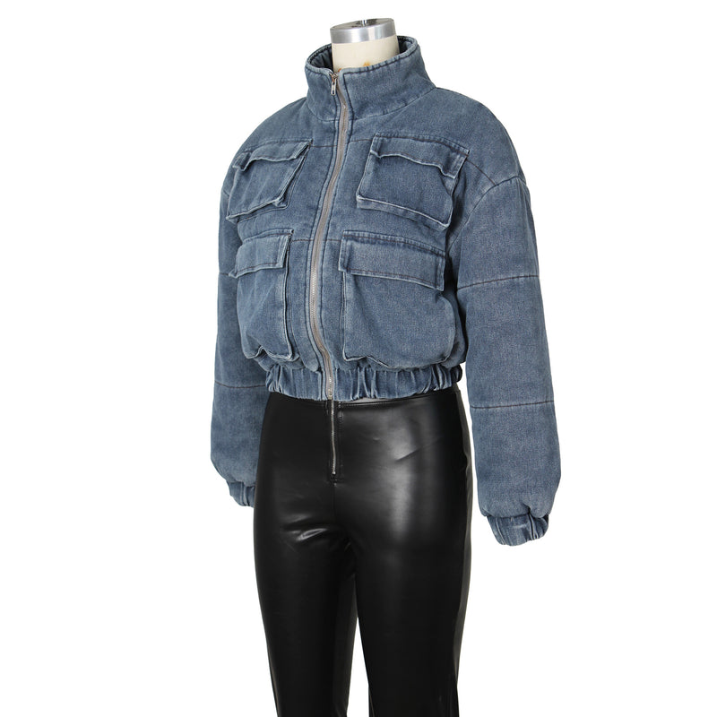 Fashion Multi Pocket Denim Cotton Jacket Coat ZSD 0638