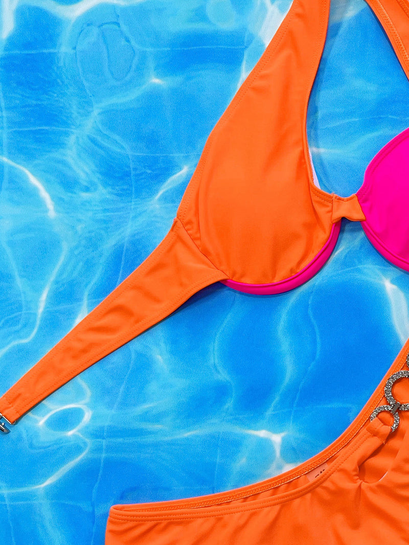 Sexy Solid Color Steel Prop Bikinis Two Piece Sets CSYZ C831QY