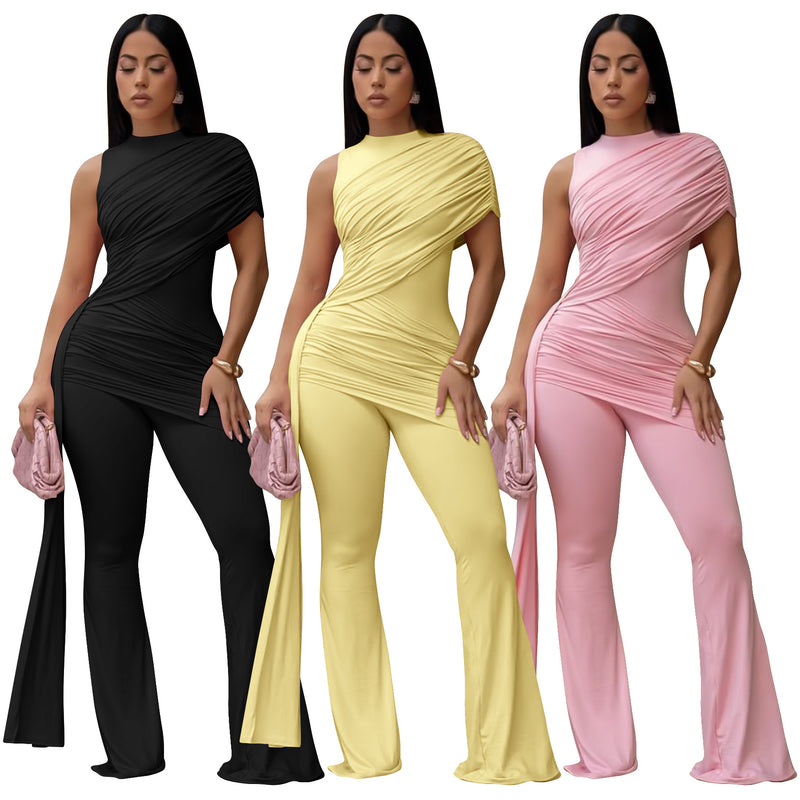 Single Shoulder Ruched Jumpsuit YF 11025