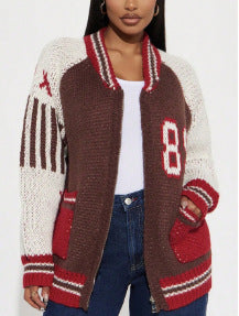 Fashion Letter Zipper Casual Sweater Coat YWXS XS XSL502