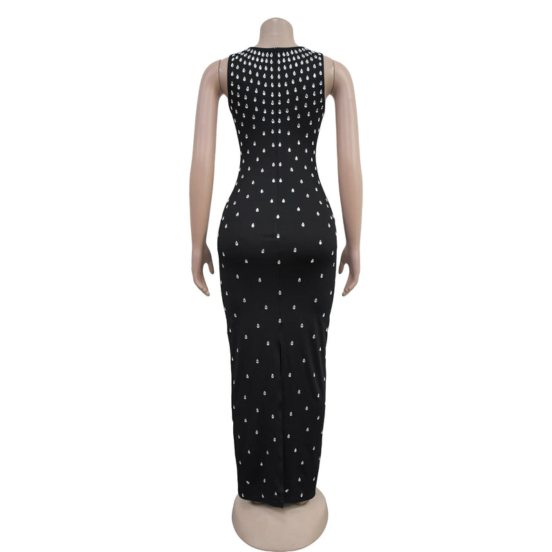 Hot Diamond U Neck Sleeveless Bodycon Dress BY 7117