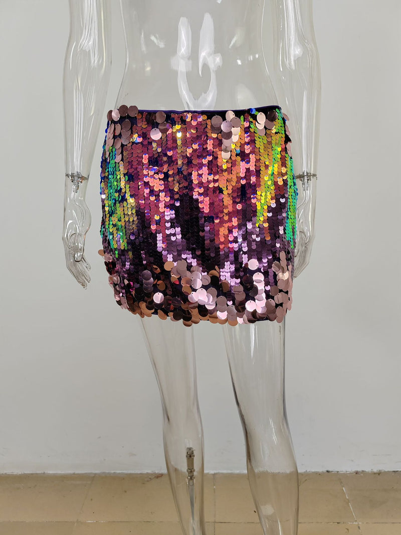 Gradient Beaded Tight Mini Skirt MUE 8004
