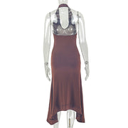 Color Block Ruched Sleeveless Maxi Dress GJYO JD305681