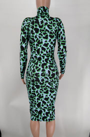 Leopard Print Long Sleeve Bodycon Dress XMY 9340